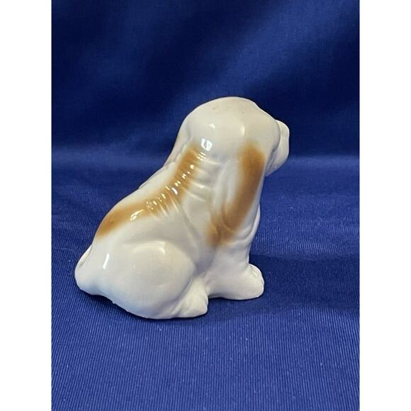 Vintage Pair of Porcelain Tan and White Hound Dog Figurine - Picture 9 of 11